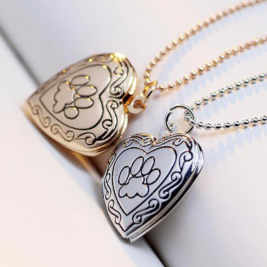 Pet Paw Print Locket Necklace