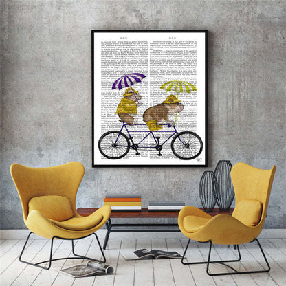 Dog & Bicycle Canvas Wall Art