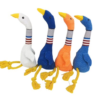 New Pet Dog Plush Sound Toy White Geese Coarse Grain Velvet Bite Resistant Long Necked Duck Toy Supplies Interactive Dog Toys