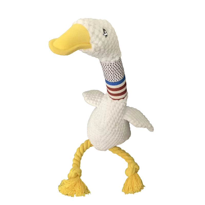 New Pet Dog Plush Sound Toy White Geese Coarse Grain Velvet Bite Resistant Long Necked Duck Toy Supplies Interactive Dog Toys