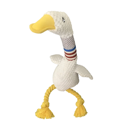 New Pet Dog Plush Sound Toy White Geese Coarse Grain Velvet Bite Resistant Long Necked Duck Toy Supplies Interactive Dog Toys